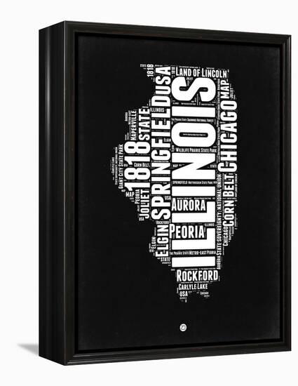 Illinois Black and White Map-NaxArt-Framed Stretched Canvas