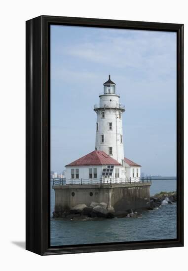 Illinois, Chicago. Lake Michigan, Chicago Harbor Light-Cindy Miller Hopkins-Framed Premier Image Canvas