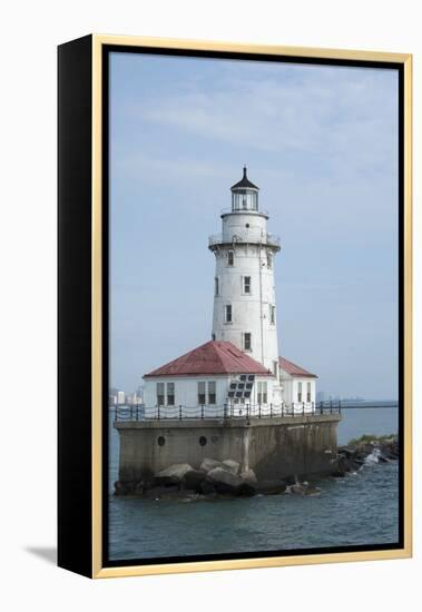 Illinois, Chicago. Lake Michigan, Chicago Harbor Light-Cindy Miller Hopkins-Framed Premier Image Canvas