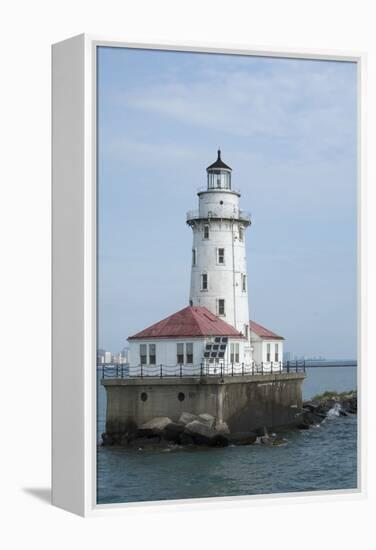 Illinois, Chicago. Lake Michigan, Chicago Harbor Light-Cindy Miller Hopkins-Framed Premier Image Canvas