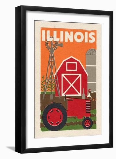 Illinois - Country - Woodblock-Lantern Press-Framed Art Print