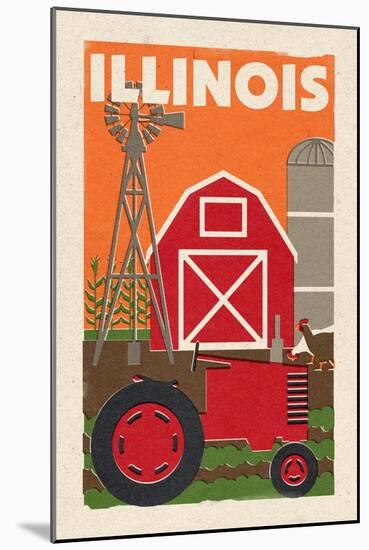 Illinois - Country - Woodblock-Lantern Press-Mounted Art Print