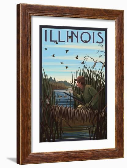 Illinois - Hunter and Lake-Lantern Press-Framed Art Print