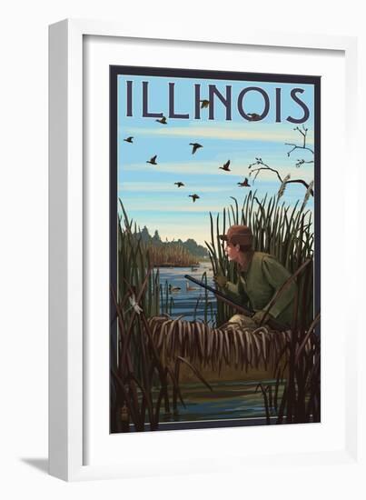 Illinois - Hunter and Lake-Lantern Press-Framed Art Print