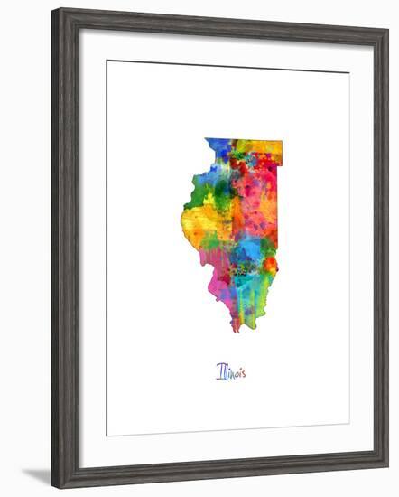 Illinois Map-Michael Tompsett-Framed Art Print