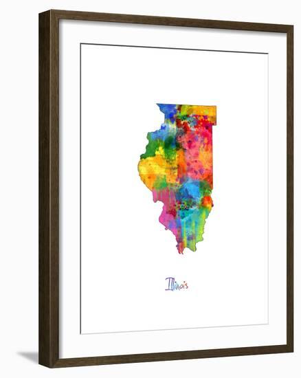 Illinois Map-Michael Tompsett-Framed Art Print