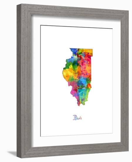 Illinois Map-Michael Tompsett-Framed Art Print