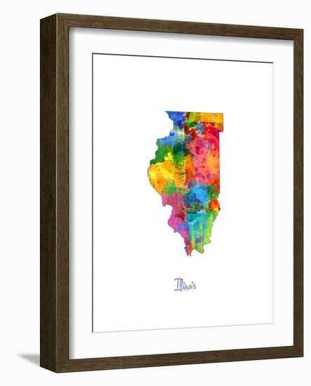 Illinois Map-Michael Tompsett-Framed Art Print