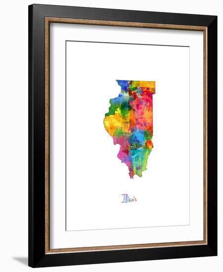 Illinois Map-Michael Tompsett-Framed Art Print