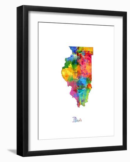 Illinois Map-Michael Tompsett-Framed Art Print