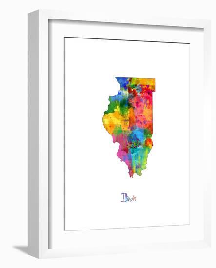 Illinois Map-Michael Tompsett-Framed Art Print