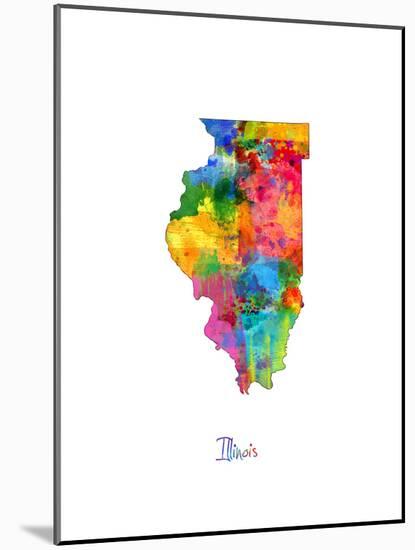 Illinois Map-Michael Tompsett-Mounted Art Print