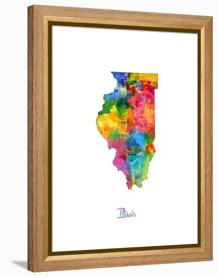 Illinois Map-Michael Tompsett-Framed Stretched Canvas
