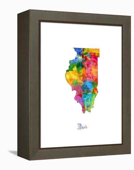 Illinois Map-Michael Tompsett-Framed Stretched Canvas