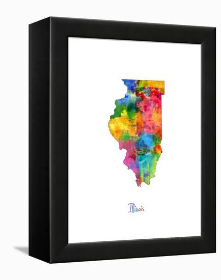 Illinois Map-Michael Tompsett-Framed Stretched Canvas
