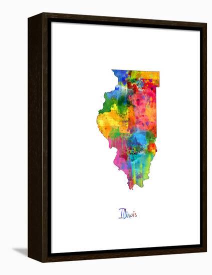 Illinois Map-Michael Tompsett-Framed Stretched Canvas