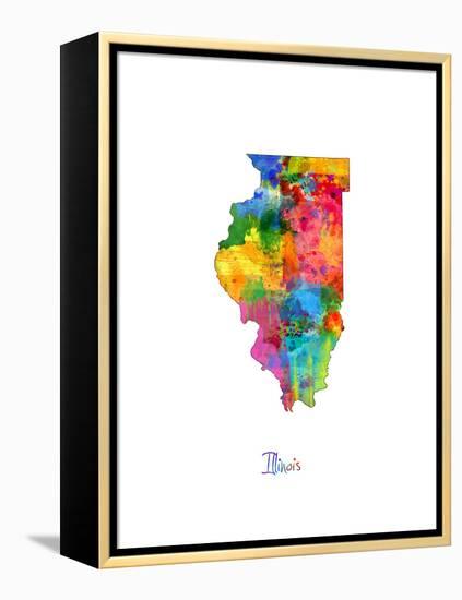 Illinois Map-Michael Tompsett-Framed Stretched Canvas