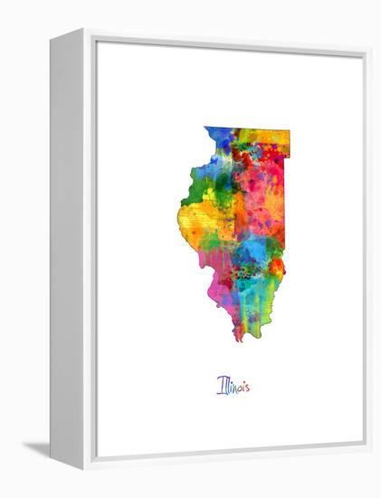 Illinois Map-Michael Tompsett-Framed Stretched Canvas