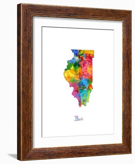Illinois Map-Michael Tompsett-Framed Premium Giclee Print