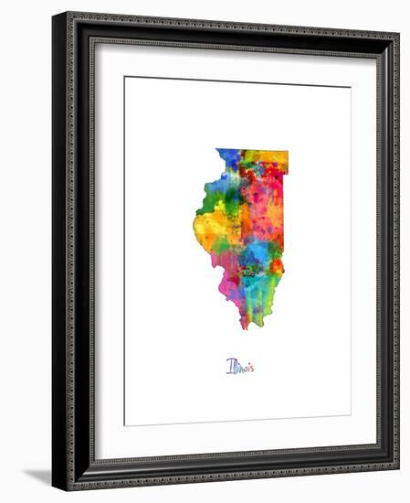 Illinois Map-Michael Tompsett-Framed Premium Giclee Print