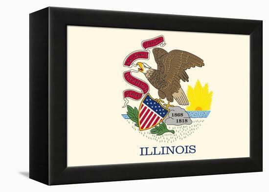Illinois State Flag-Lantern Press-Framed Stretched Canvas