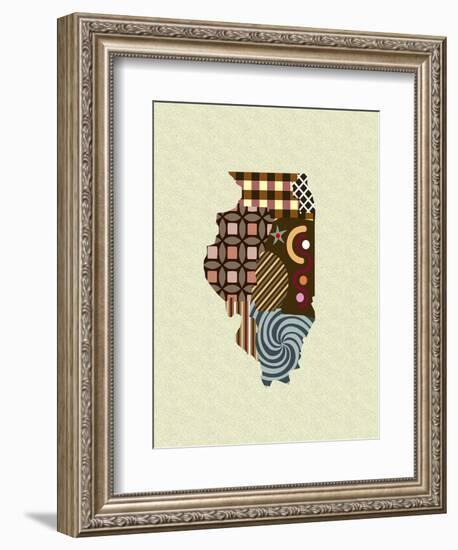 Illinois State Map-Lanre Adefioye-Framed Giclee Print