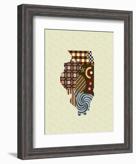 Illinois State Map-Lanre Adefioye-Framed Giclee Print