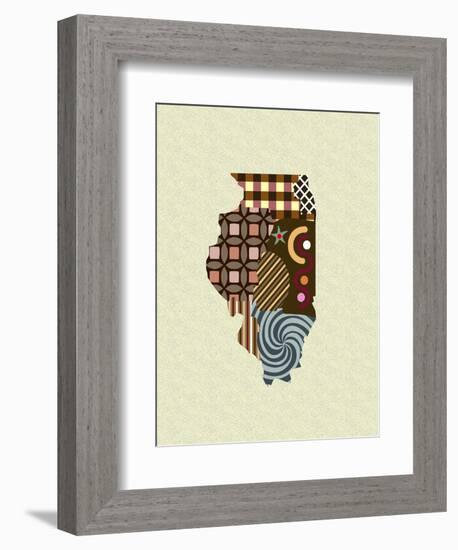 Illinois State Map-Lanre Adefioye-Framed Giclee Print