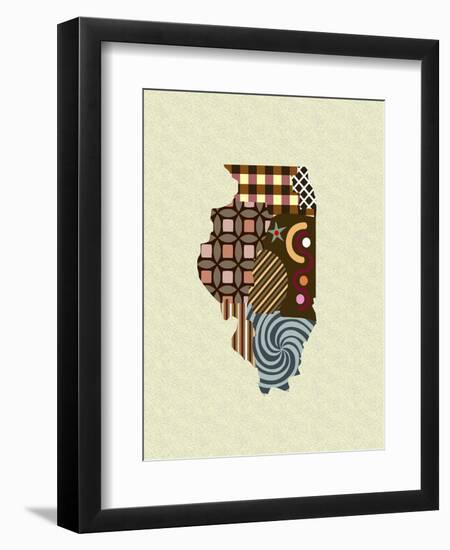 Illinois State Map-Lanre Adefioye-Framed Giclee Print