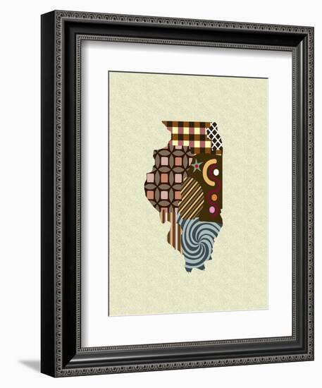 Illinois State Map-Lanre Adefioye-Framed Giclee Print