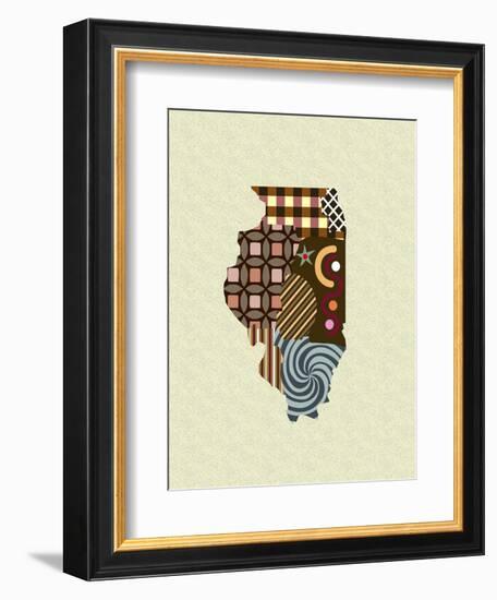 Illinois State Map-Lanre Adefioye-Framed Giclee Print