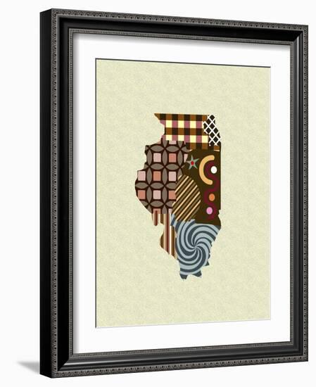 Illinois State Map-Lanre Adefioye-Framed Giclee Print