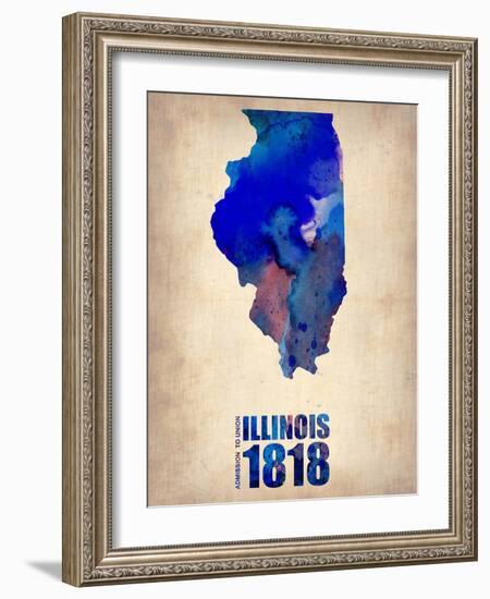 Illinois Watercolor Map-NaxArt-Framed Art Print