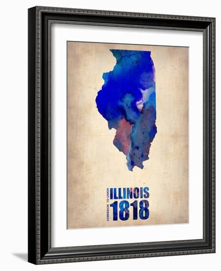 Illinois Watercolor Map-NaxArt-Framed Art Print