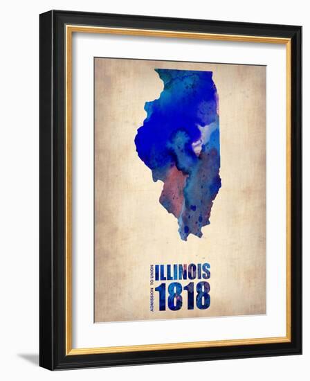 Illinois Watercolor Map-NaxArt-Framed Art Print