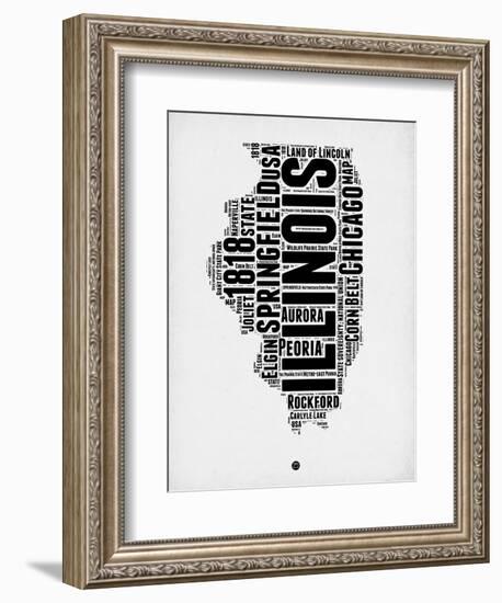 Illinois Word Cloud 2-NaxArt-Framed Premium Giclee Print