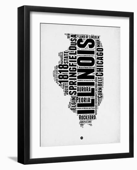 Illinois Word Cloud 2-NaxArt-Framed Art Print