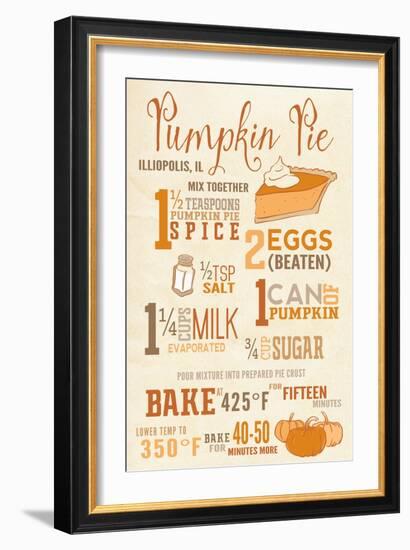 Illiopolis, Illinois - Pumpkin Pie Recipe - Typography-Lantern Press-Framed Art Print
