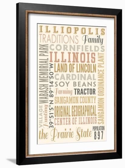 Illiopolis, Illinois - Typography-Lantern Press-Framed Art Print