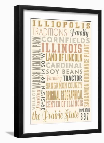Illiopolis, Illinois - Typography-Lantern Press-Framed Art Print
