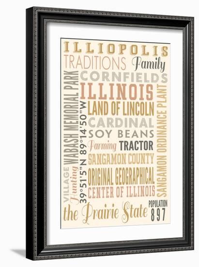 Illiopolis, Illinois - Typography-Lantern Press-Framed Art Print