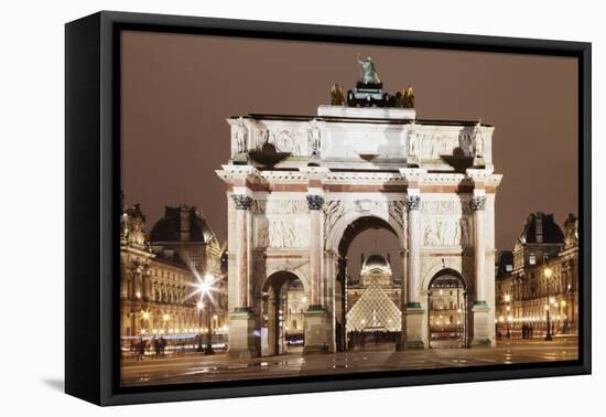 Illuminated Arc De Triomphe Du Carousel and Louvre Museum-Markus Lange-Framed Premier Image Canvas