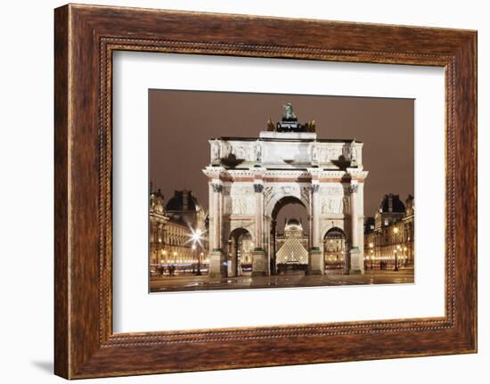 Illuminated Arc De Triomphe Du Carousel and Louvre Museum-Markus Lange-Framed Photographic Print