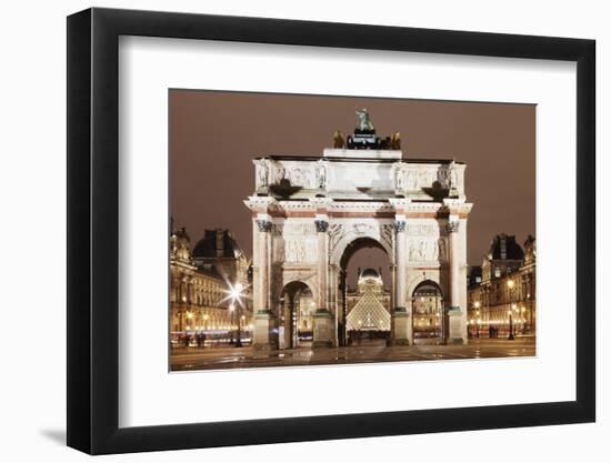 Illuminated Arc De Triomphe Du Carousel and Louvre Museum-Markus Lange-Framed Photographic Print