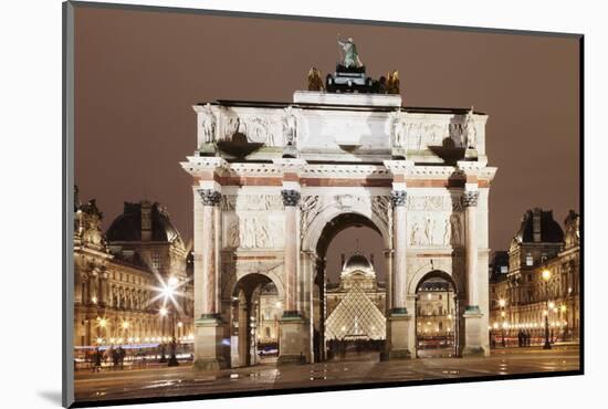 Illuminated Arc De Triomphe Du Carousel and Louvre Museum-Markus Lange-Mounted Photographic Print