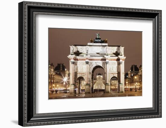 Illuminated Arc De Triomphe Du Carousel and Louvre Museum-Markus Lange-Framed Photographic Print