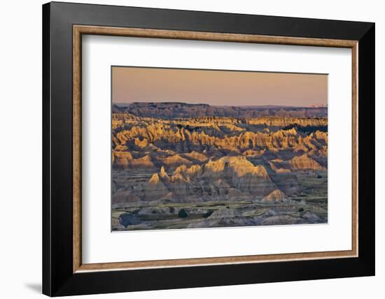 Illuminated Buttes, Sunrise, Pinnacles Viewpoint, Badlands National Park, South Dakota, Usa-Michel Hersen-Framed Photographic Print