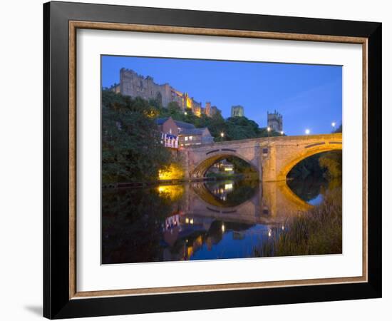 Illuminated Castle and Cathedral across the River Wear, Durham, County Durham, England, UK-Ruth Tomlinson-Framed Photographic Print