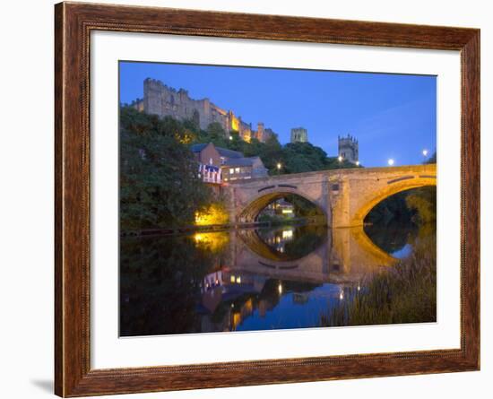 Illuminated Castle and Cathedral across the River Wear, Durham, County Durham, England, UK-Ruth Tomlinson-Framed Photographic Print