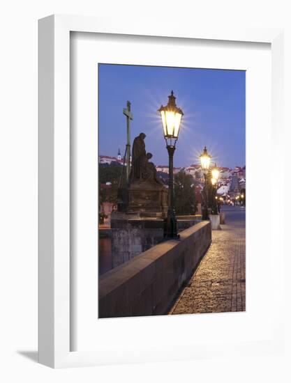 Illuminated Charles Bridge, UNESCO World Heritage Site, Prague, Bohemia, Czech Republic, Europe-Markus Lange-Framed Photographic Print